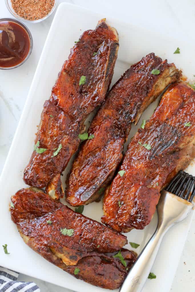 air fryer country style ribs on a white platter