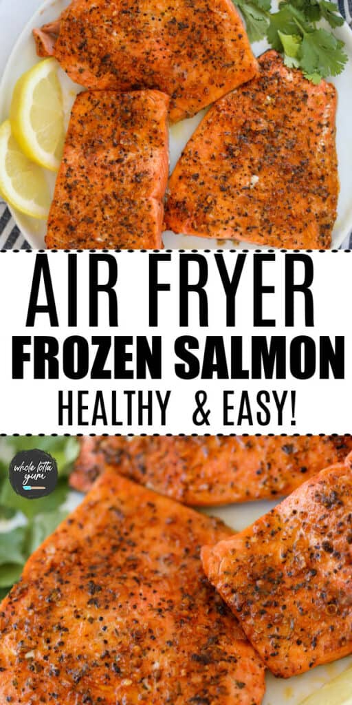 cooking frozen salmon in the air fryer pinterest pin