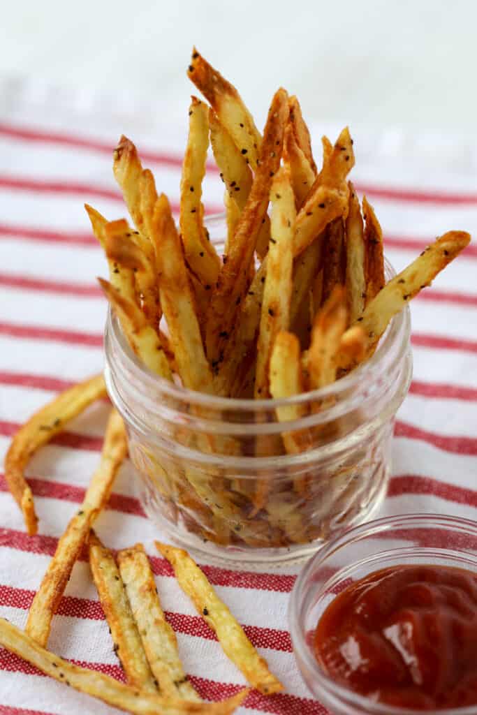 air fryer hand cut fries seasoned after cooking