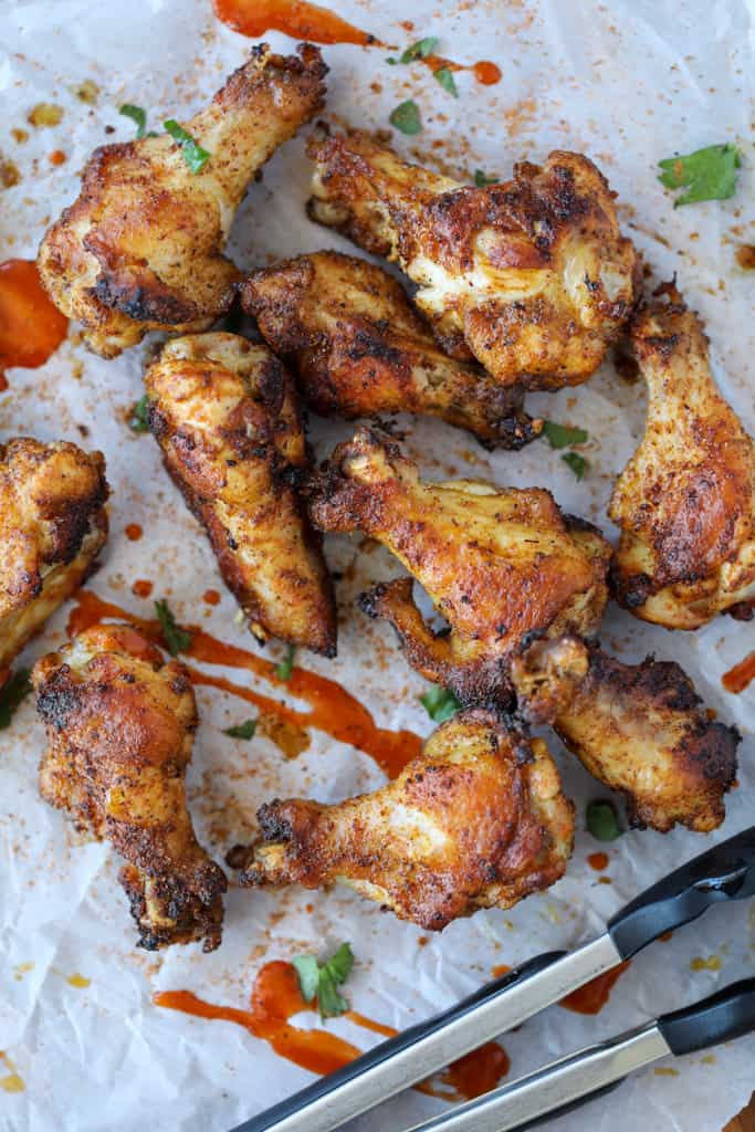 cajun dry rub wings baked in the oven with wing sauce