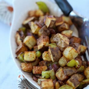 air fryer home fries with onions and peppers
