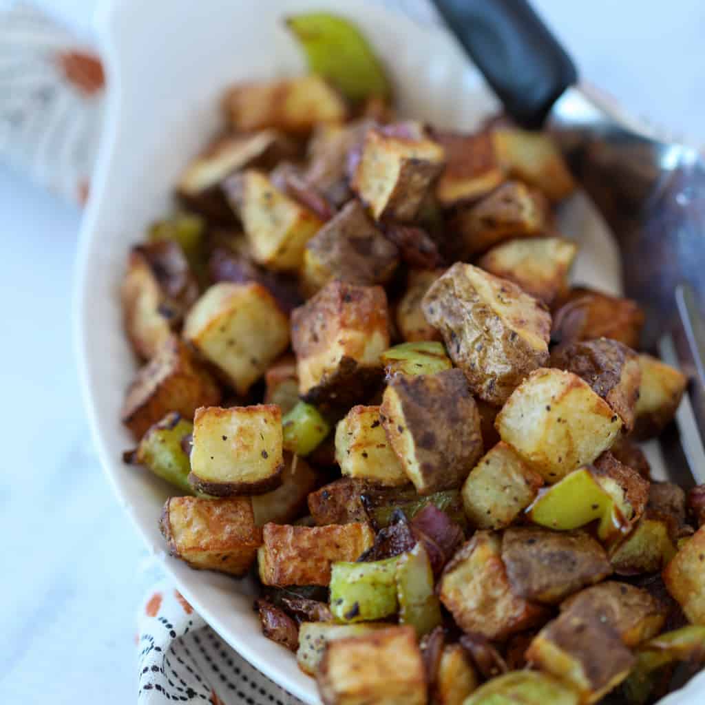 air fryer home fries with onions and peppers