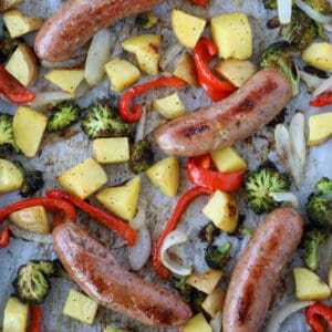 chicken sausage in oven halfway through cooking