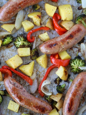 chicken sausage in oven halfway through cooking