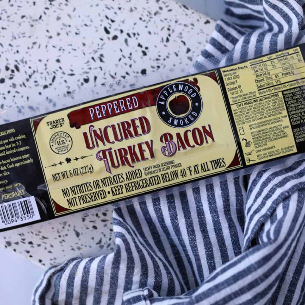 we used trader joes turkey bacon in oven brand 