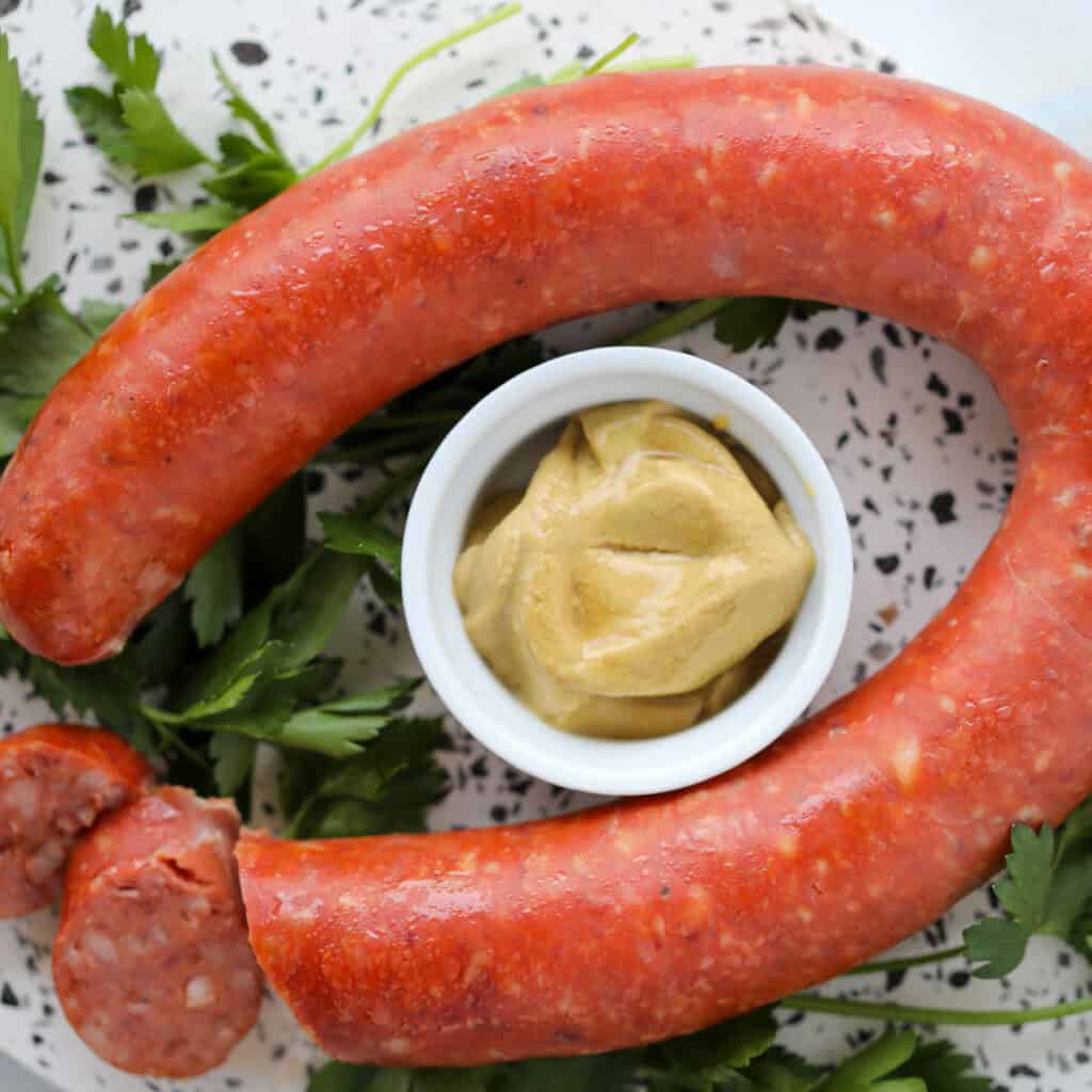 boiled polish sausage link to use in recipes for a boiled dinner