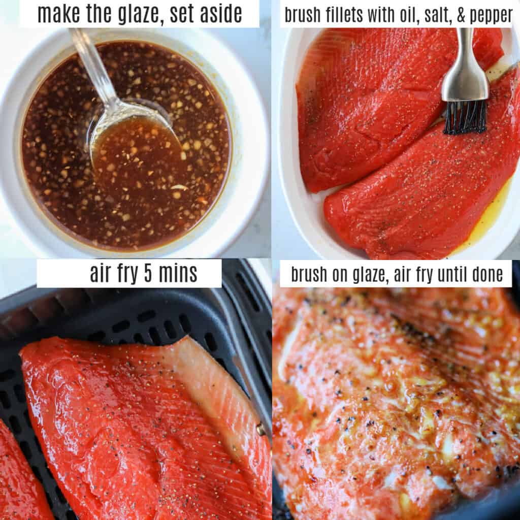 air frying salmon with skin on and a honey soy glaze
