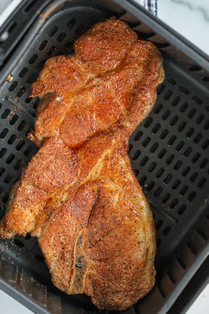 air fry the pork shoulder steaks until cooked through