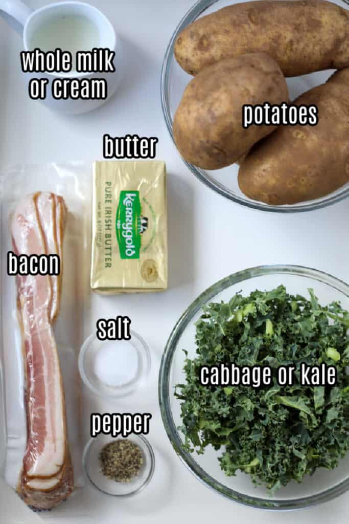 colcannon instant pot ingredients on a white tray