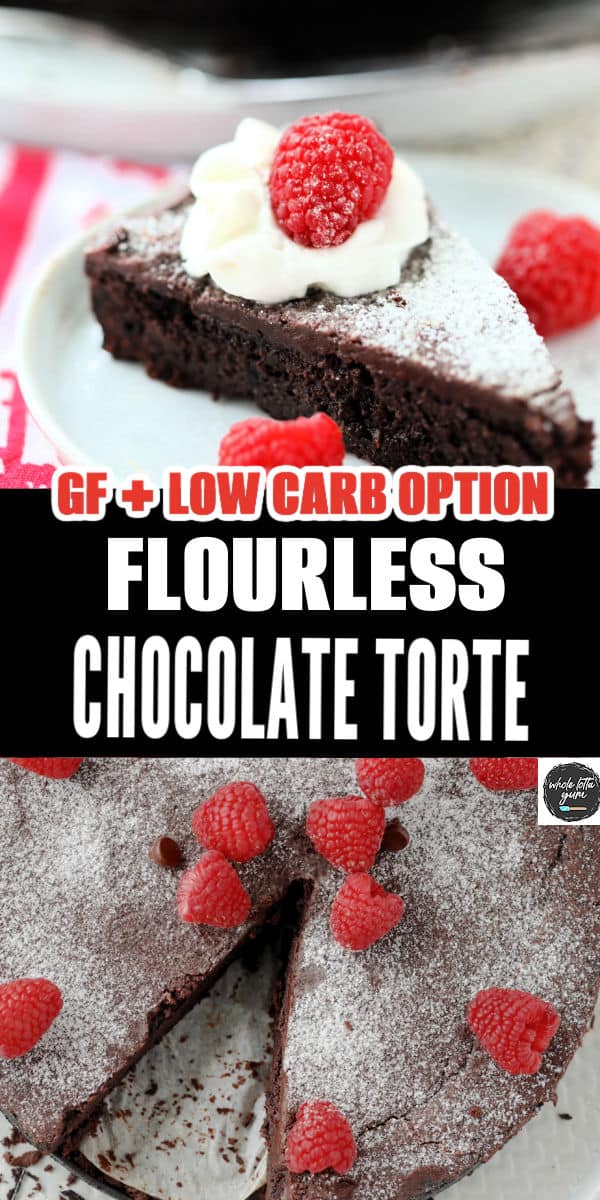 flourless chocolate torte pin for social media