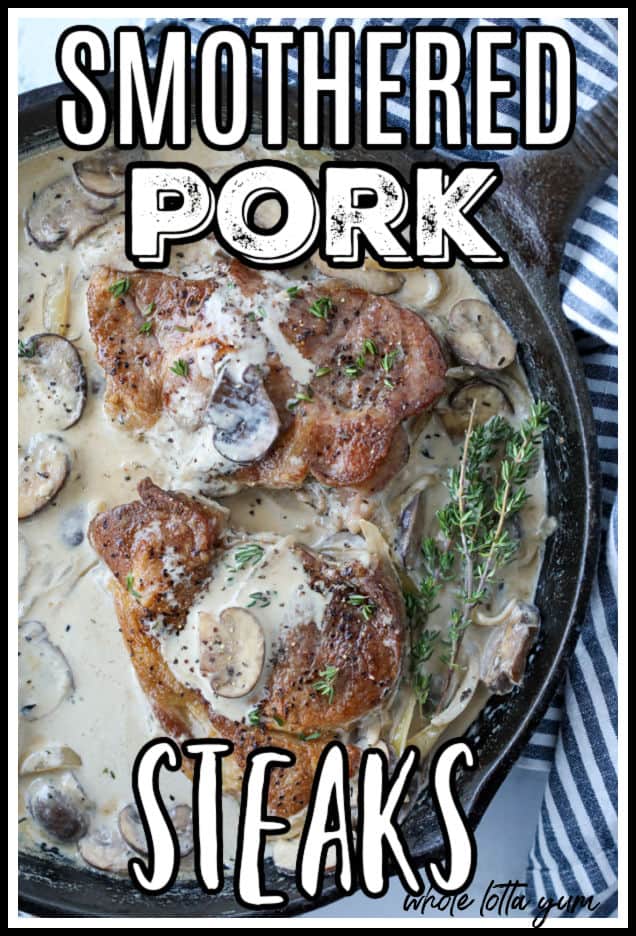 pork steak in a skillet pinterest pin
