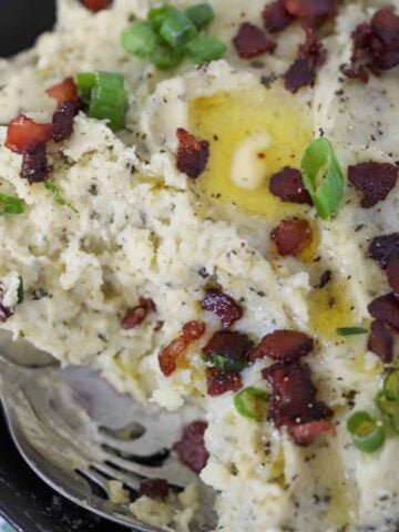 pressure cooker colcannon Irish mashed potatoes close up with melted butter