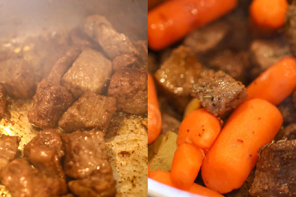 cooking beef and veggies for stew steps