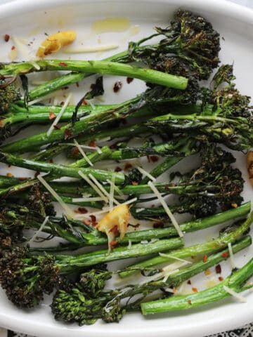 air fryer baby broccoli finished dish