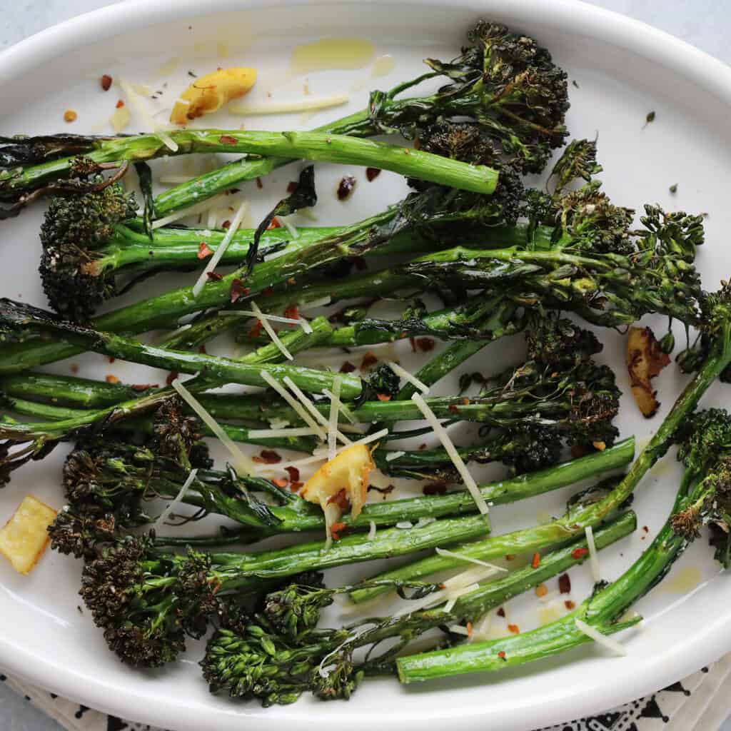 air fryer baby broccoli finished dish