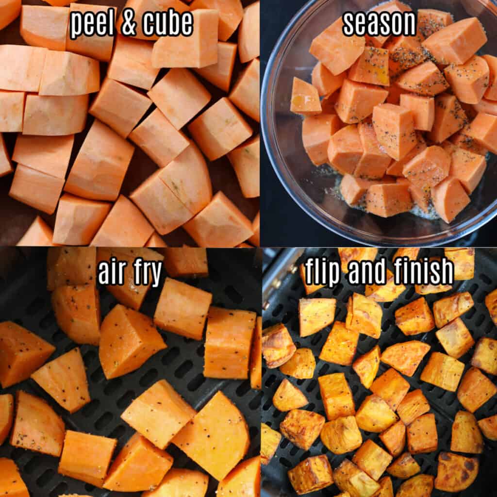 air fryer sweet potato chunks instructions for recipe