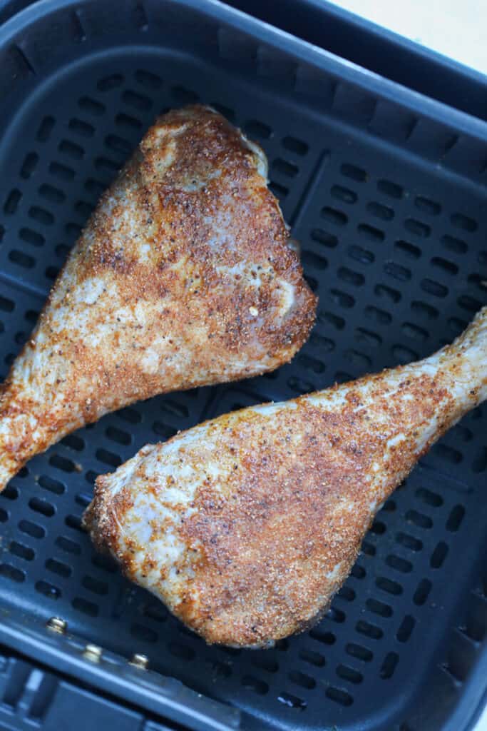bbq <span style='background-color:none;'>air fryer turkey legs recipe</span><span style='background-color:none;'> </span>before air frying sitting in the cosori basket