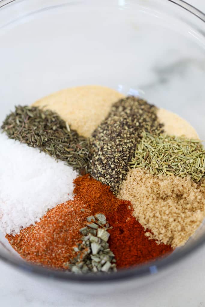 best turkey spice rub seasoning ingredients in a bowl