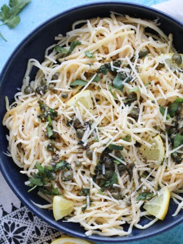 caper pasta finished dish ready to eat