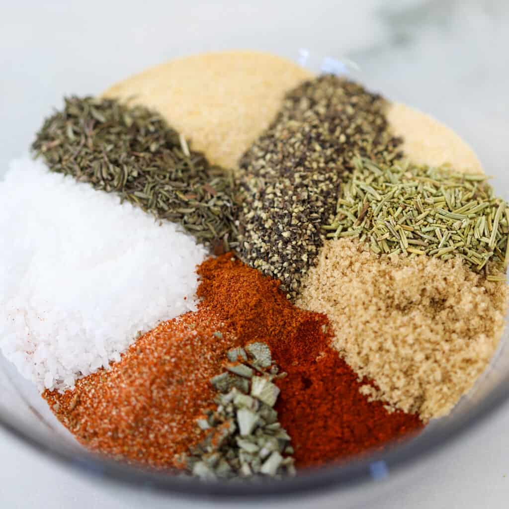 smoked turkey rub ingredients in a bowl