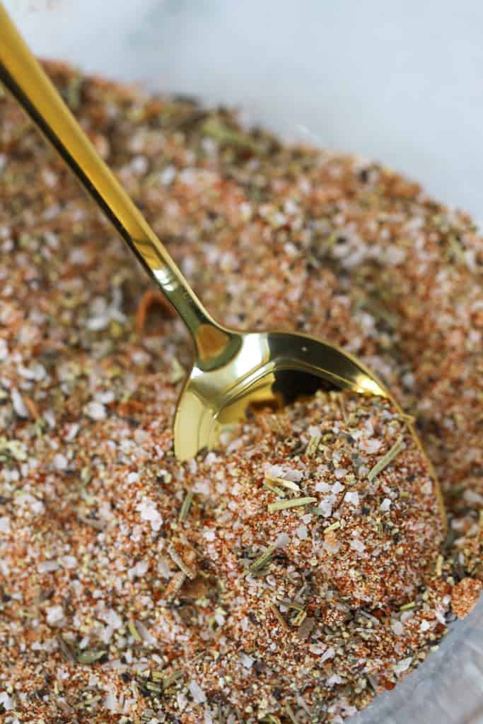 smoked turkey seasoning rub mixed together in a small bowl