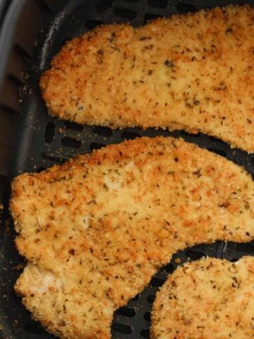 crispy turkey cutlets air fryer recipe close up after air frying