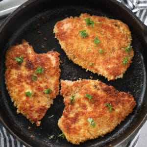 crispy turkey cutlets with panko in a pan