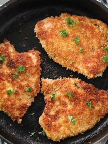crispy turkey cutlets with panko in a pan