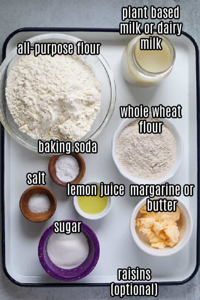 vegan irisgh soda bread ingredients no buttermilk on a tray