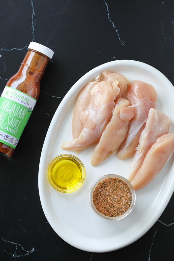 bbq chicken tenders air fryer ingredients on a dish