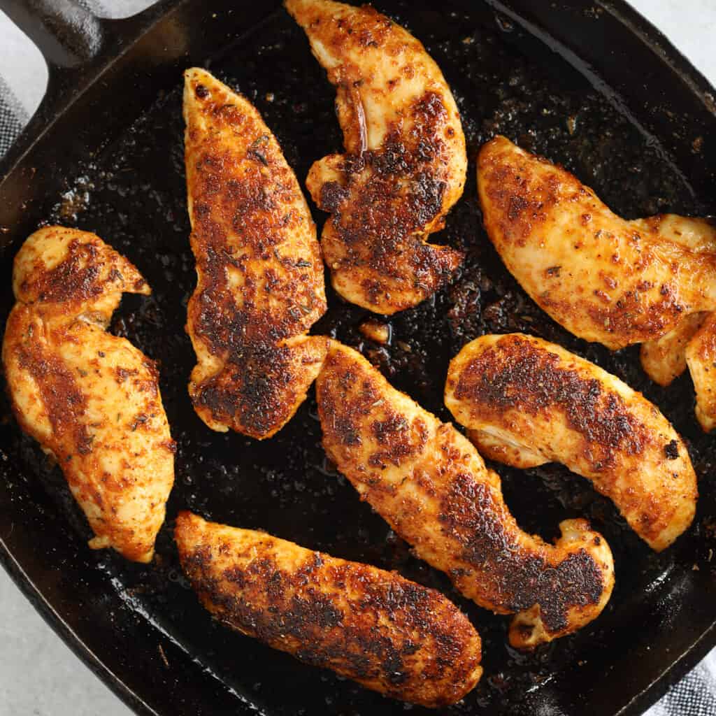 blackened chicken strips finished dish