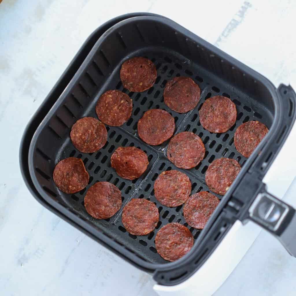 pepperoni chips in air fryer finished dish