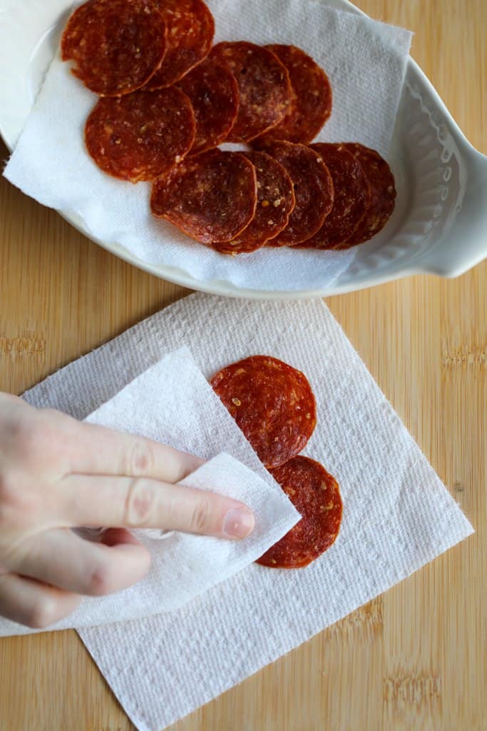 pepperoni chips keto air fryer blotting