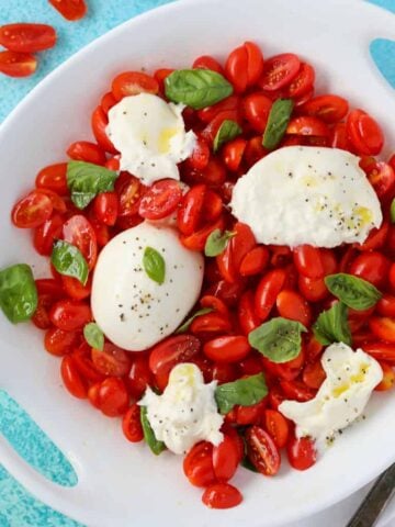 burrata caprese salad finished dish