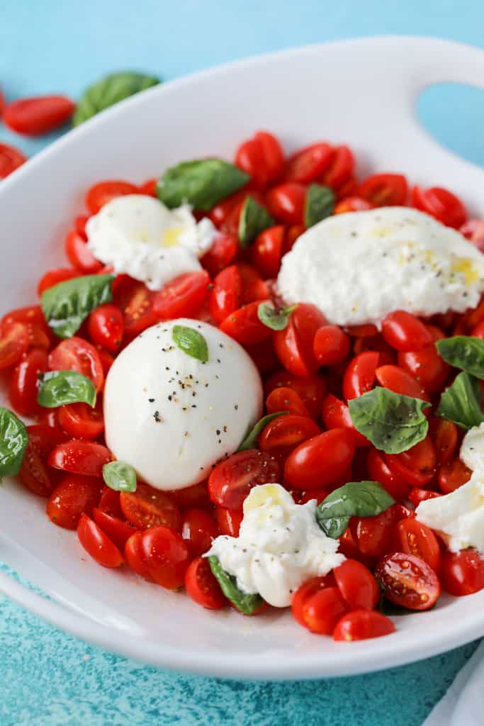 tomato caprese with fresh burrata yummy and easy dish