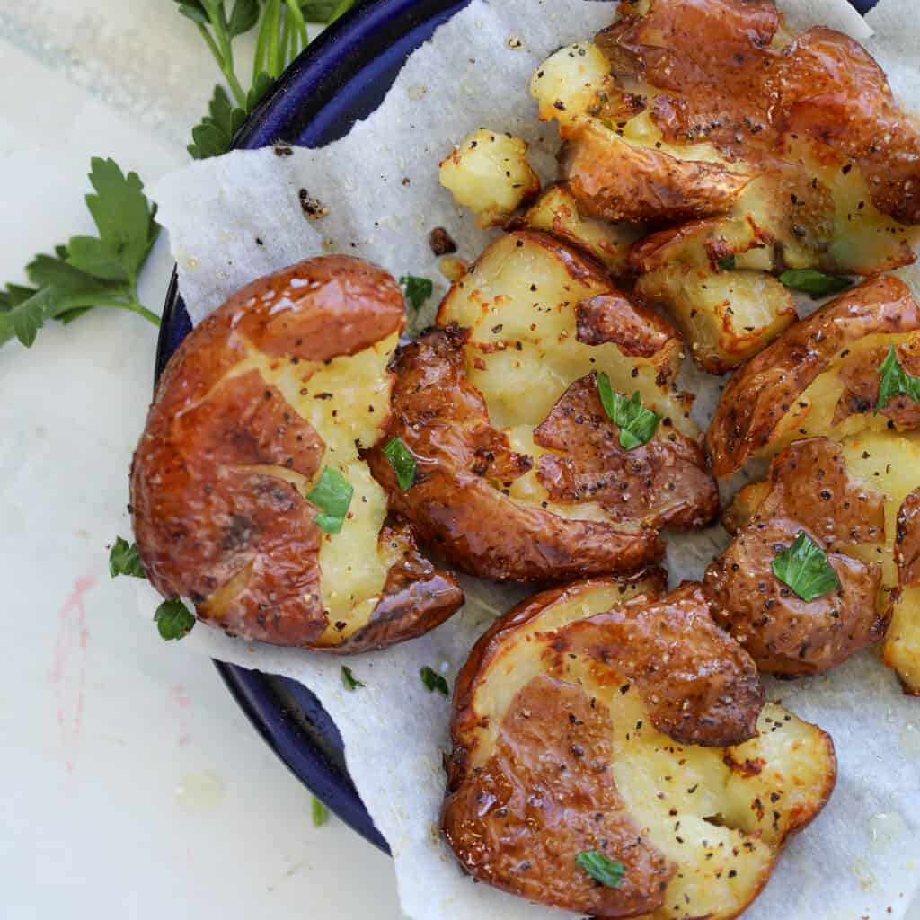 smashed potatoes air fryer recipe with garlic