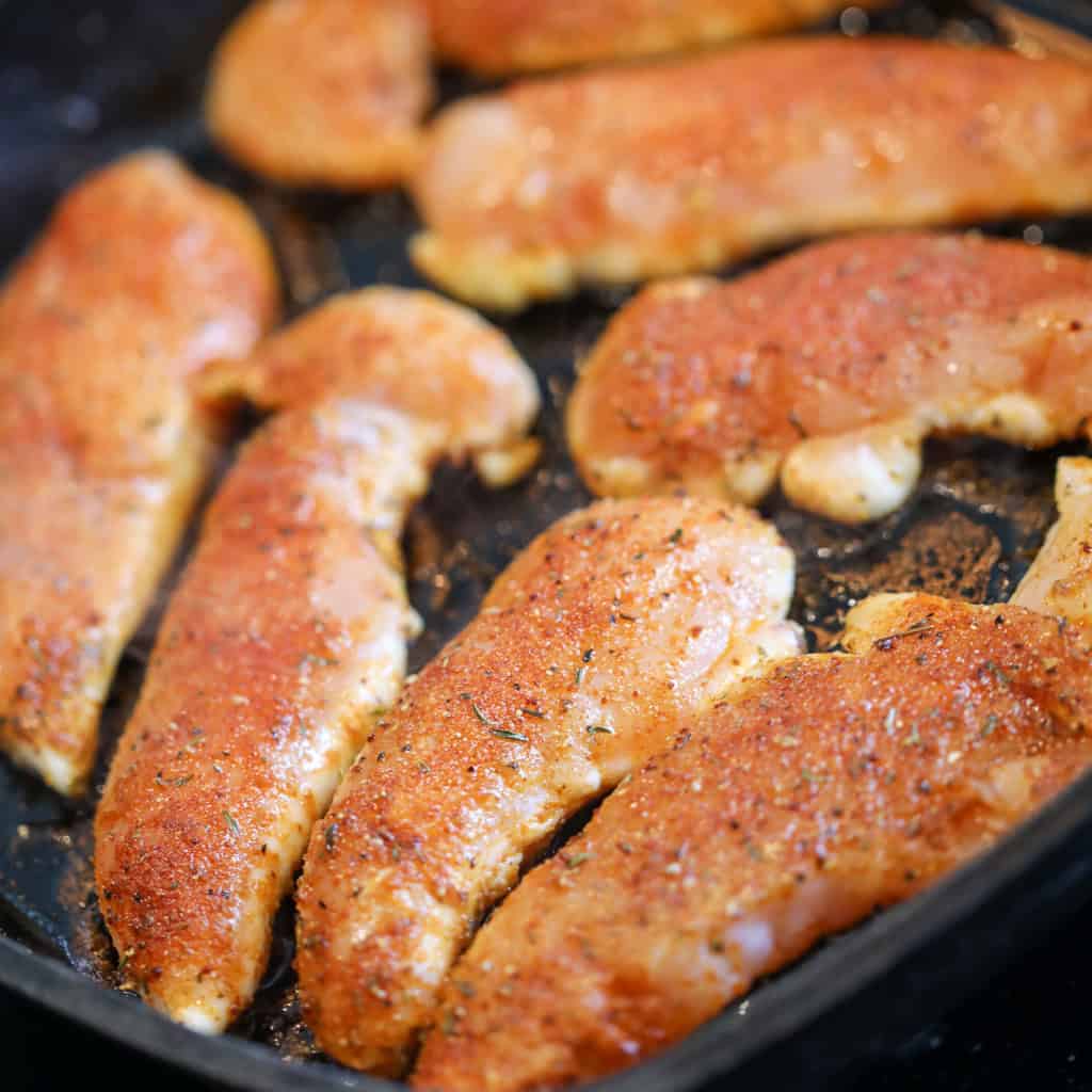 pan fry the chicken tenderloins in a skillet