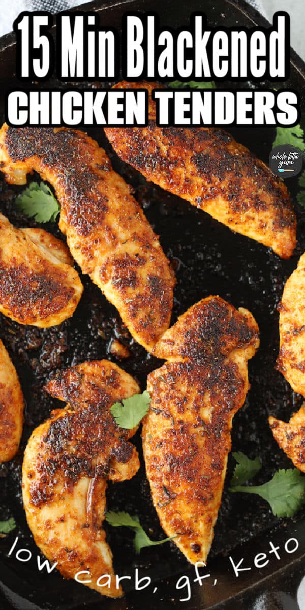 blackened chicken tenders recipe pin for social media