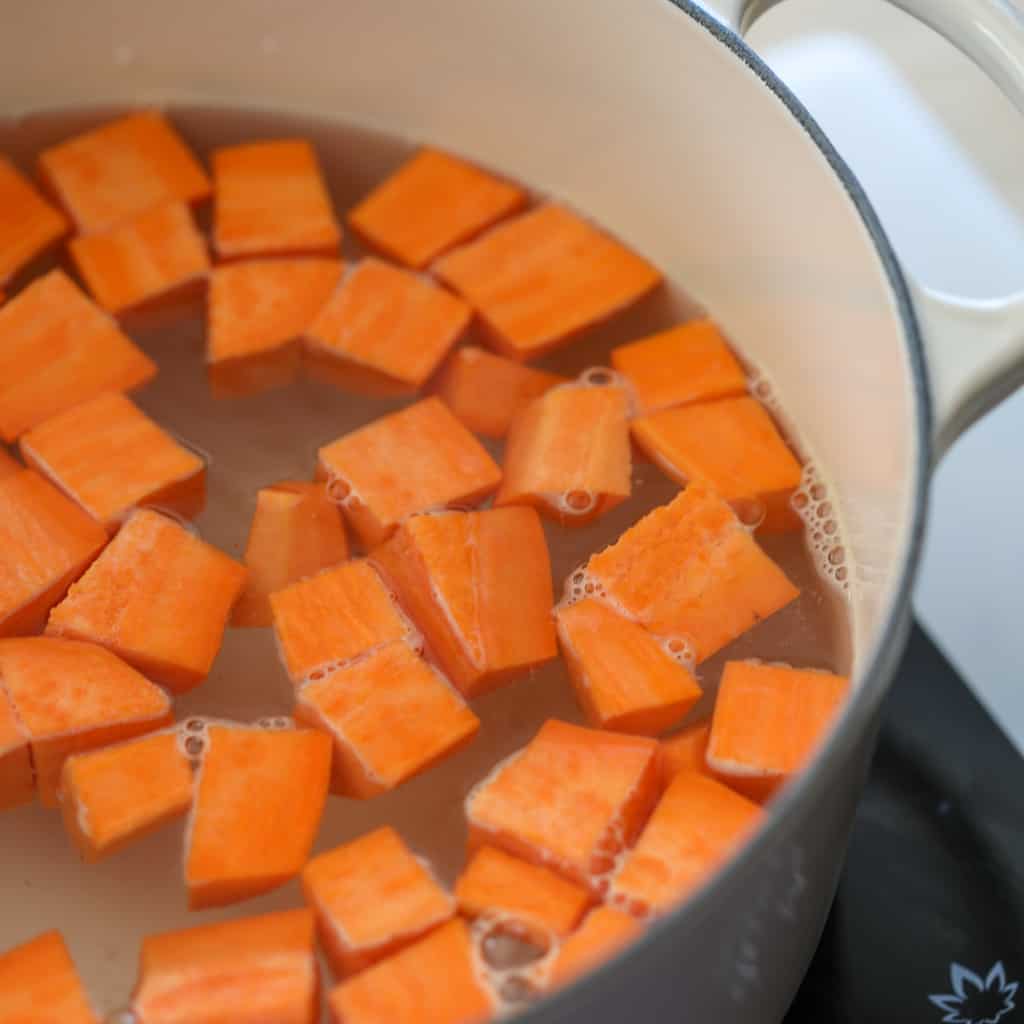 boiling sweet potatoes