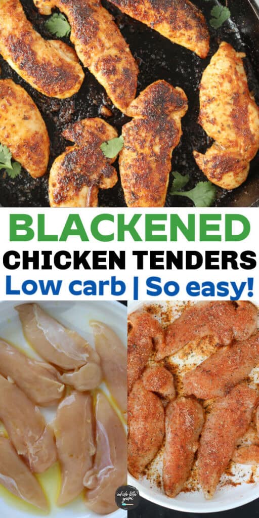 pan fried chicken tenders in skillet pin for pinterest