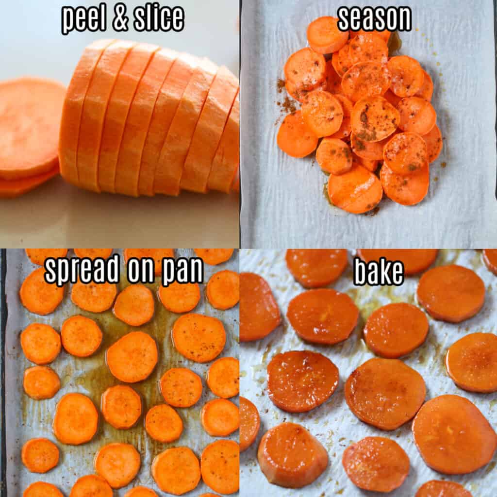 roasted sweet potato rounds step by step instructions