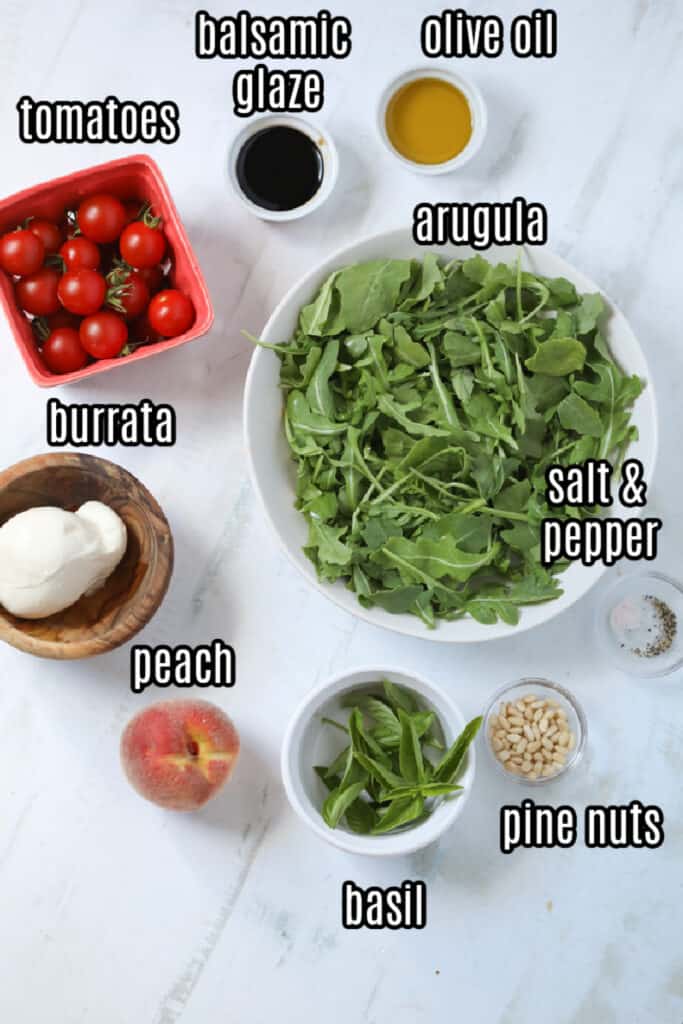 peach arugula burrata salad ingredients healthy and easy