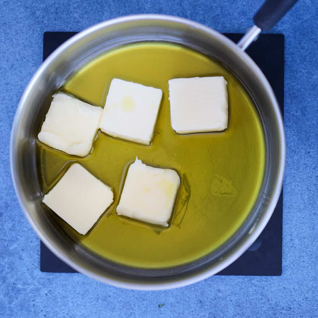 sauce for seafood boil in pan with butter