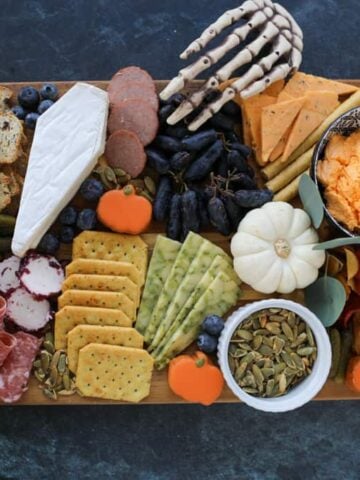 4 halloween charcuterie board ready to serve at a party or just for fun