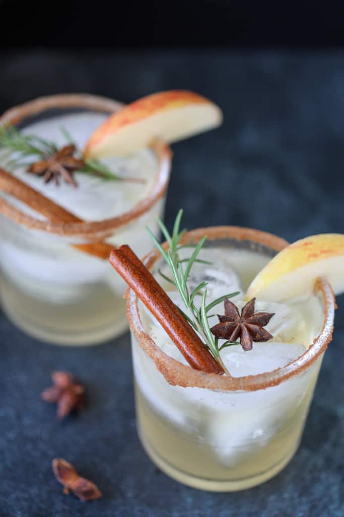 apple cinnamon margarita ready to drink on a black background
