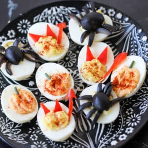 halloween themed deviled eggs devils spiders pumpkins