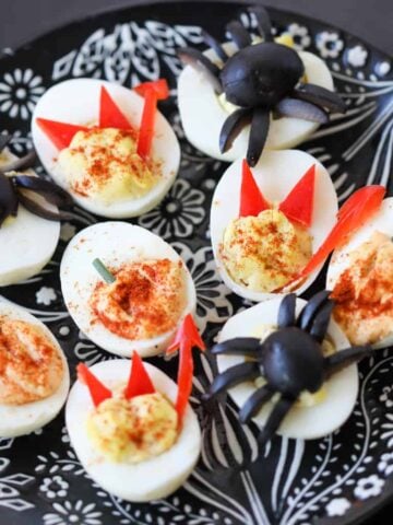 halloween themed deviled eggs devils spiders pumpkins