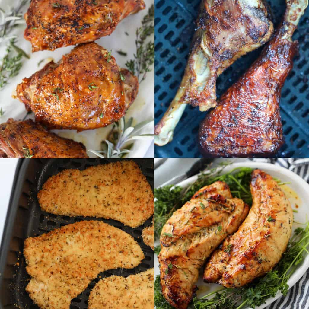 air fryer turkey recipes collage