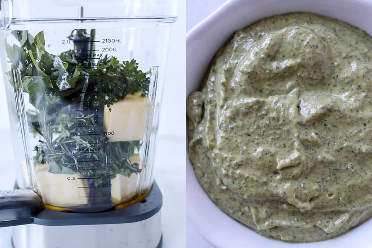 making the herb butter for the split turkey breast recipe