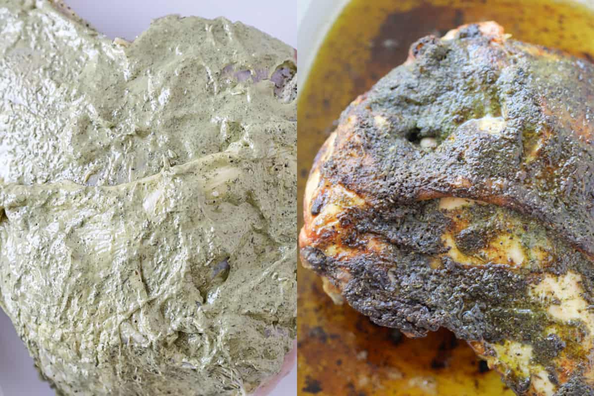split turkey breast recipes with an herb compote before and after baking